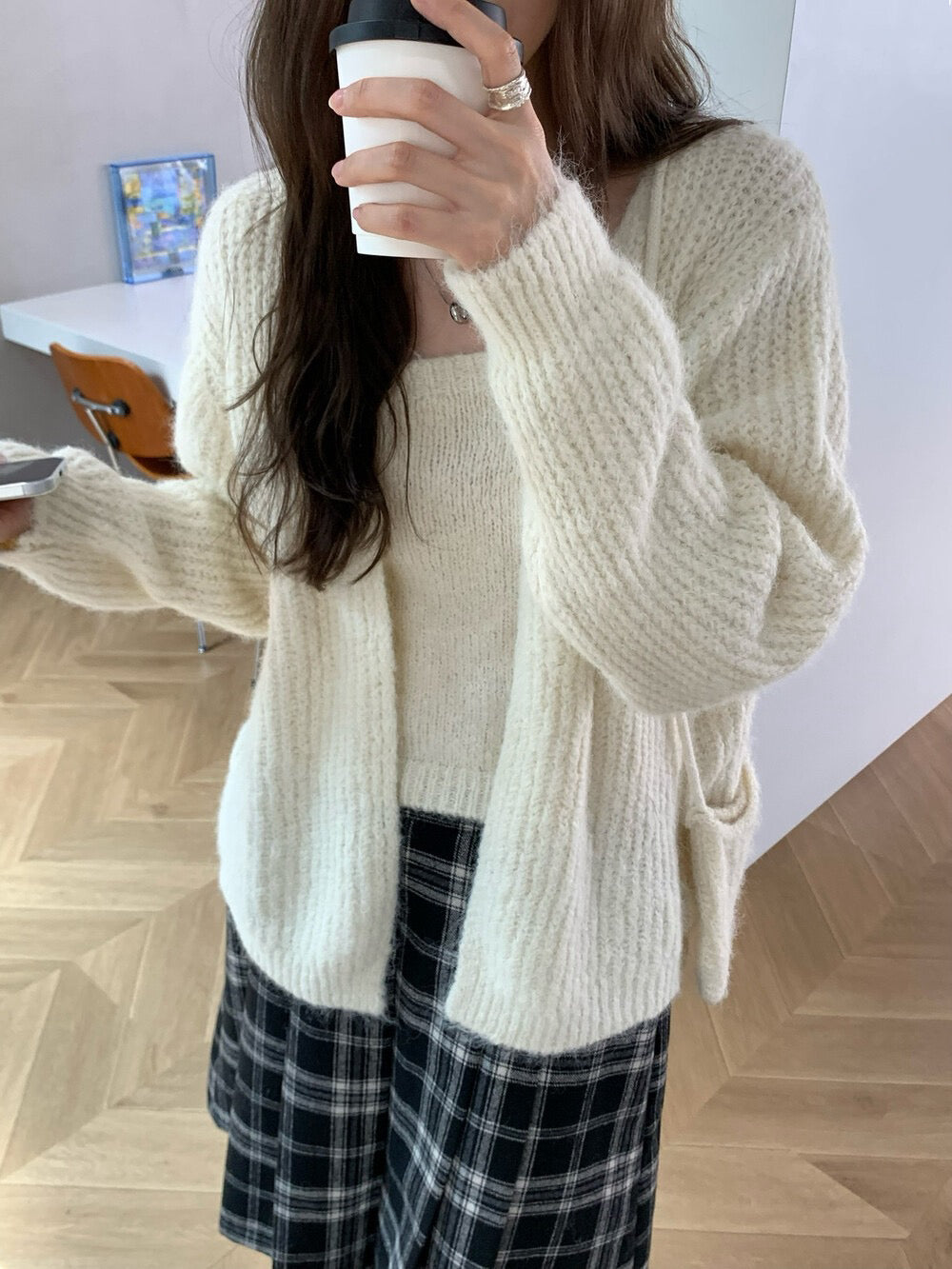 // 超soft羊毛混紡吊帶+外套+袋仔三件套