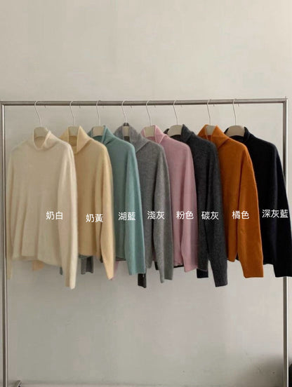 // 95%wool+5%cashmere拉絨工藝小高領針織NT