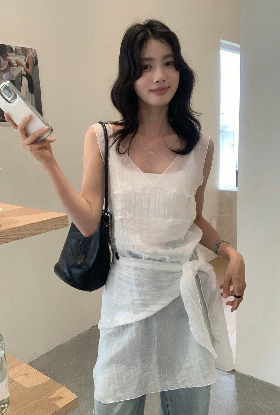 // 透感肌理感疊穿長背心