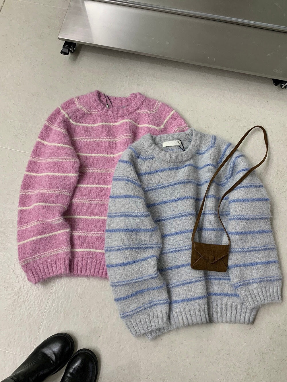 // 超soft簡約間條圓領毛衣