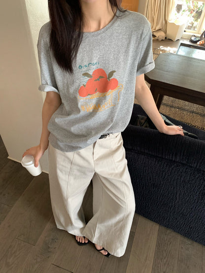🍅 水果印花圖案棉質TEE￼
