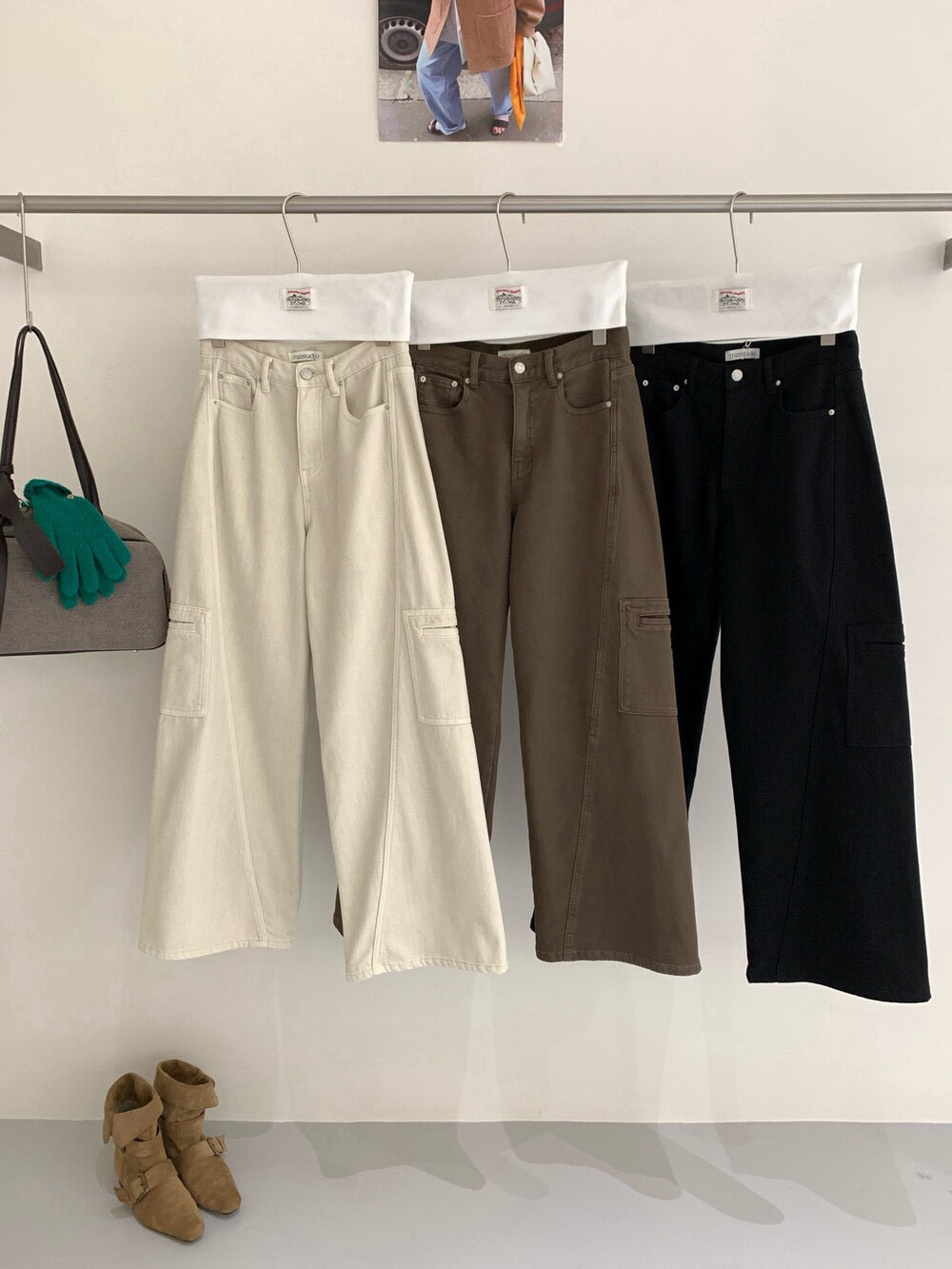 // 斜縫線工裝口袋褲