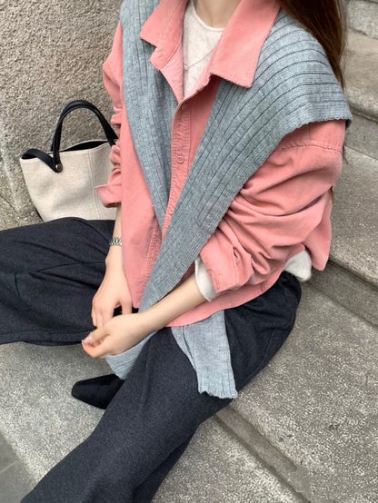 // 連披肩燈芯絨中短款SH