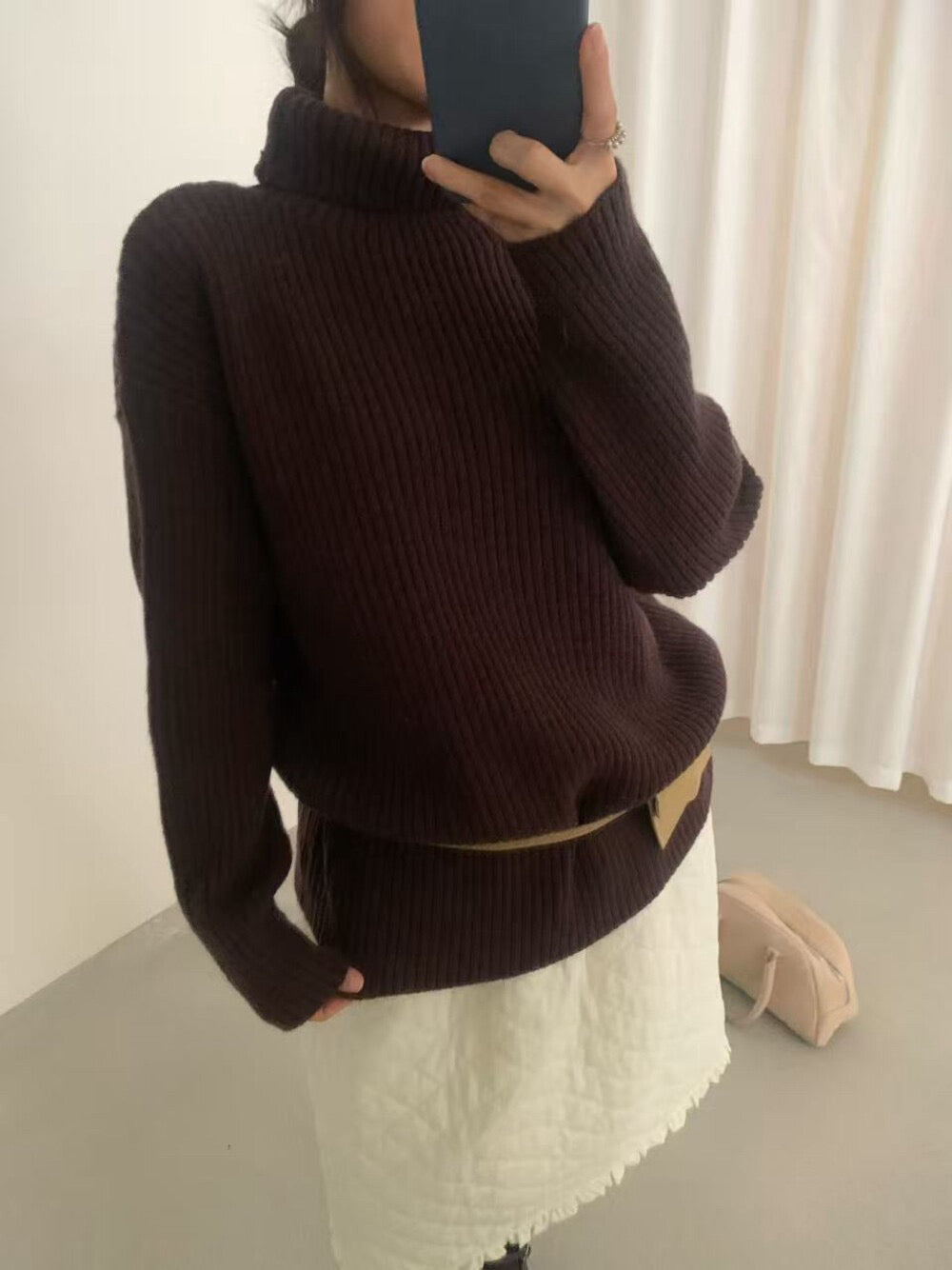 // 高領直坑紋親膚毛衣