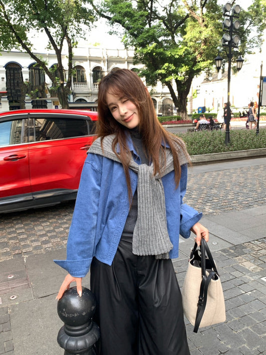 // 連披肩燈芯絨中短款SH