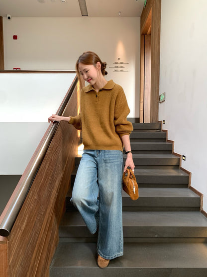 // 慵懶感直織紋軟糯翻領NT