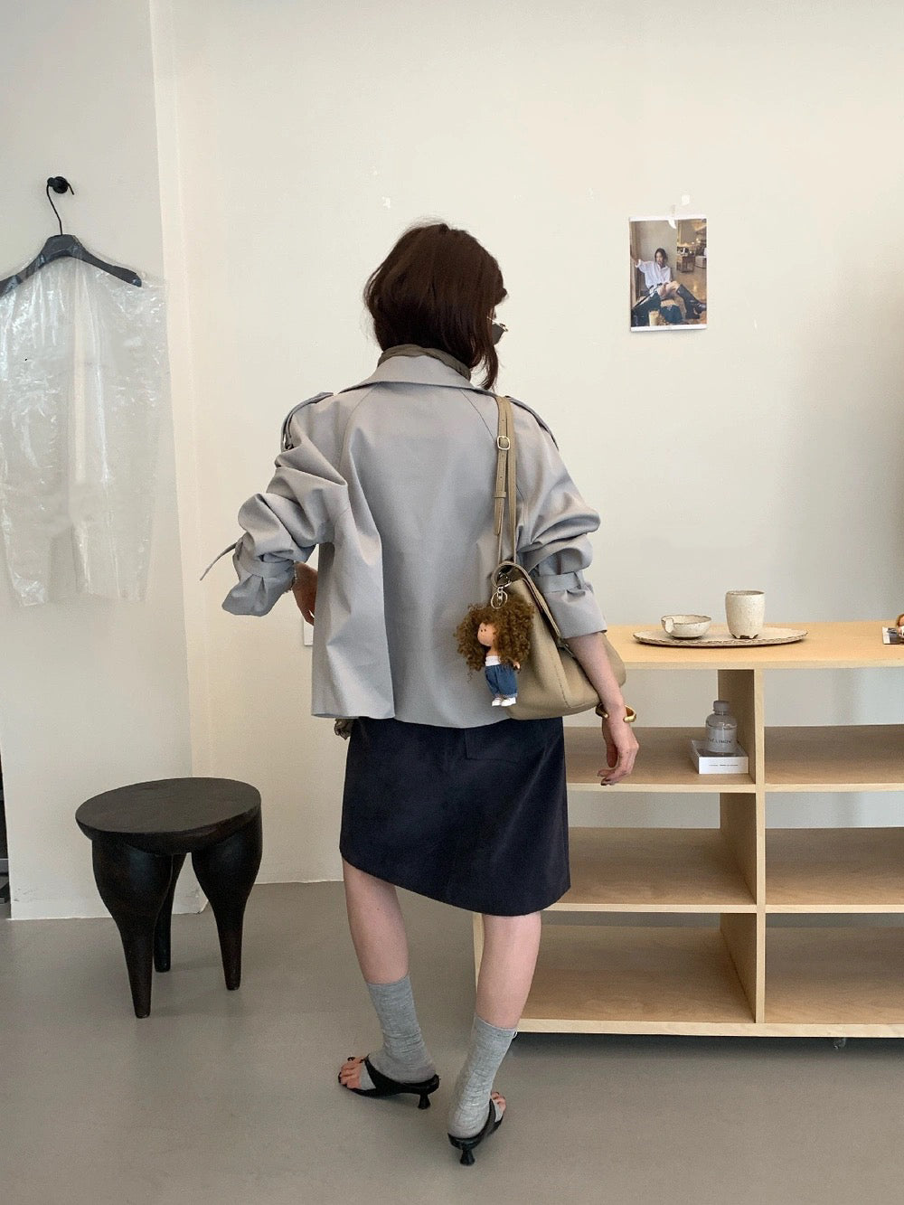 J38 / 高級感可立領帥氣短款trench coat