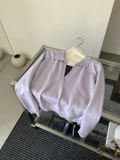 // 自帶造型假兩件小v翻領NT