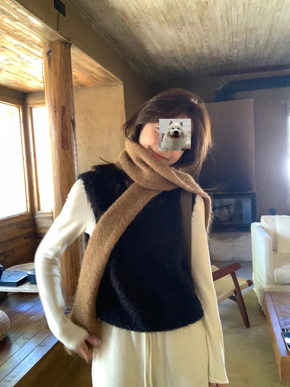 // 毛毛茸疊穿針織背心