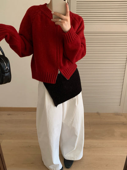 // 檔口爆款10色落肩拉鍊圓領CD