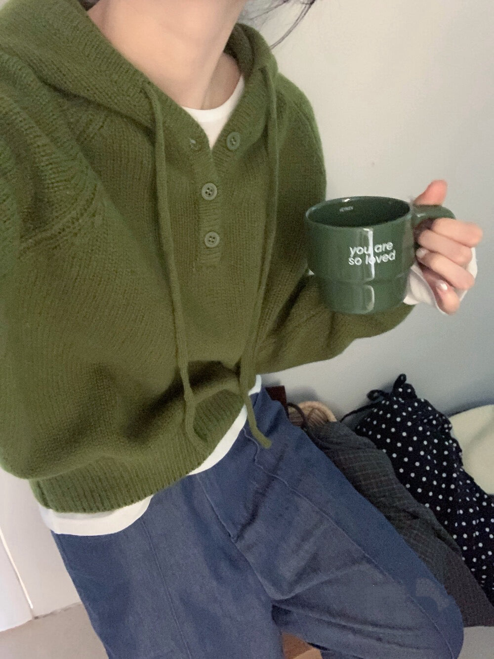 // 100%wool半鈕扣連帽NT