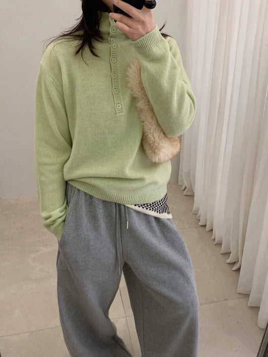 // 100%綿羊毛可立領半鈕扣NT