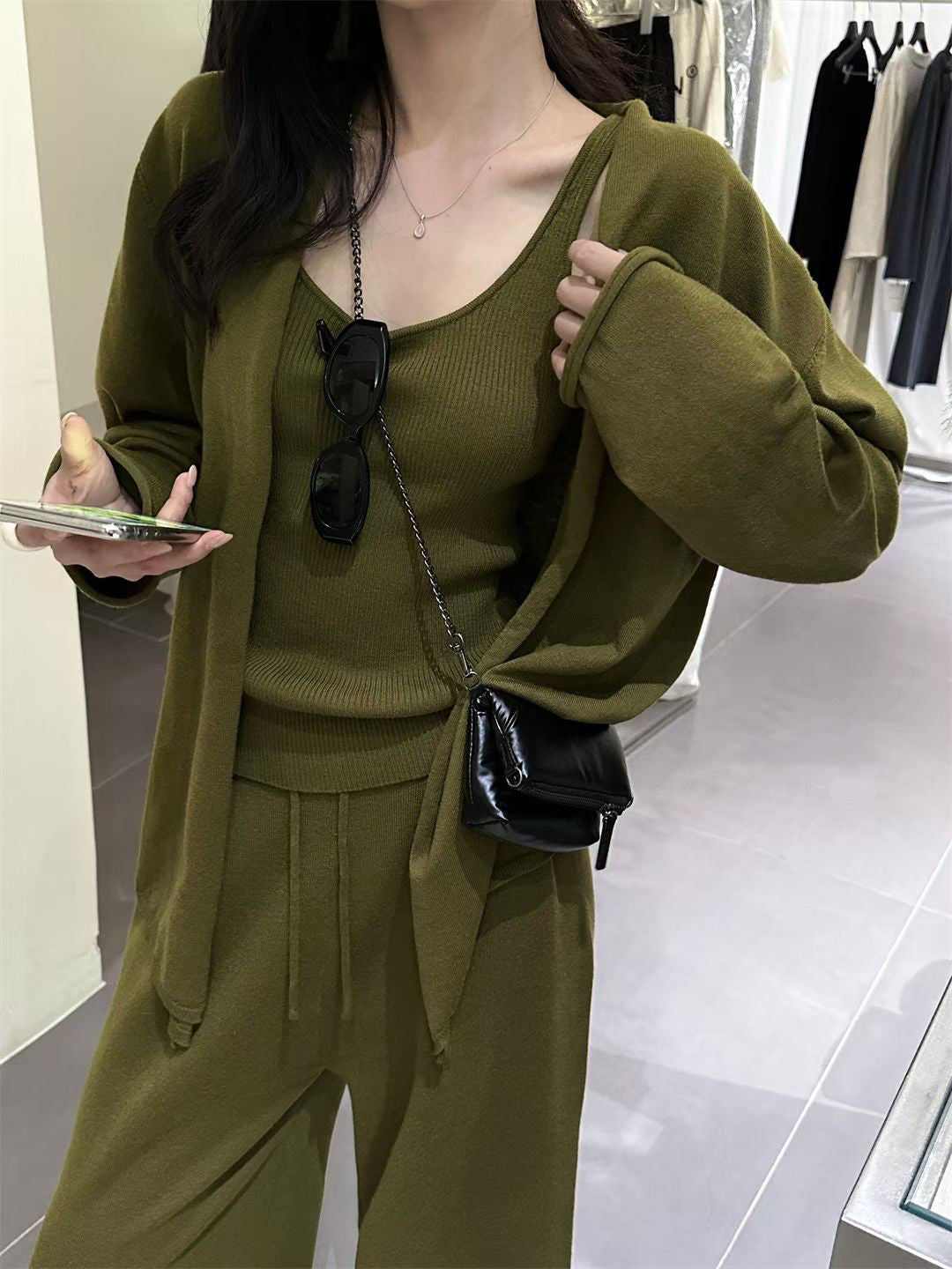 // 超氣質背心+外套+褲三件套