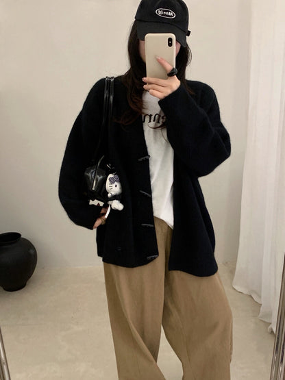 // 超軟糯寬鬆中長牛角鈕CD