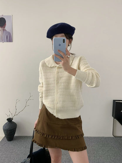 // 超精緻鈎花邊圓翻領特別織紋CD