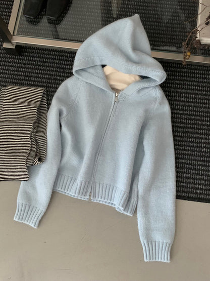 // 鬆弛氛圍感慵懶連帽雙拉鍊冷外套