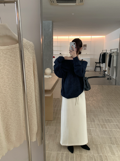 // 超舒服羊絨慵懶綁腰SK