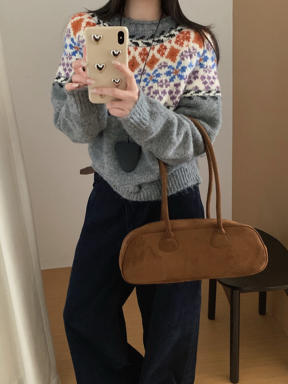 // 配色超美的復古圖案毛衣