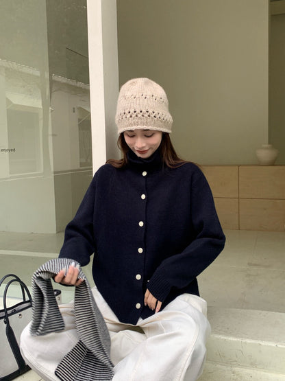 // 直坑紋立領排扣軟糯CD