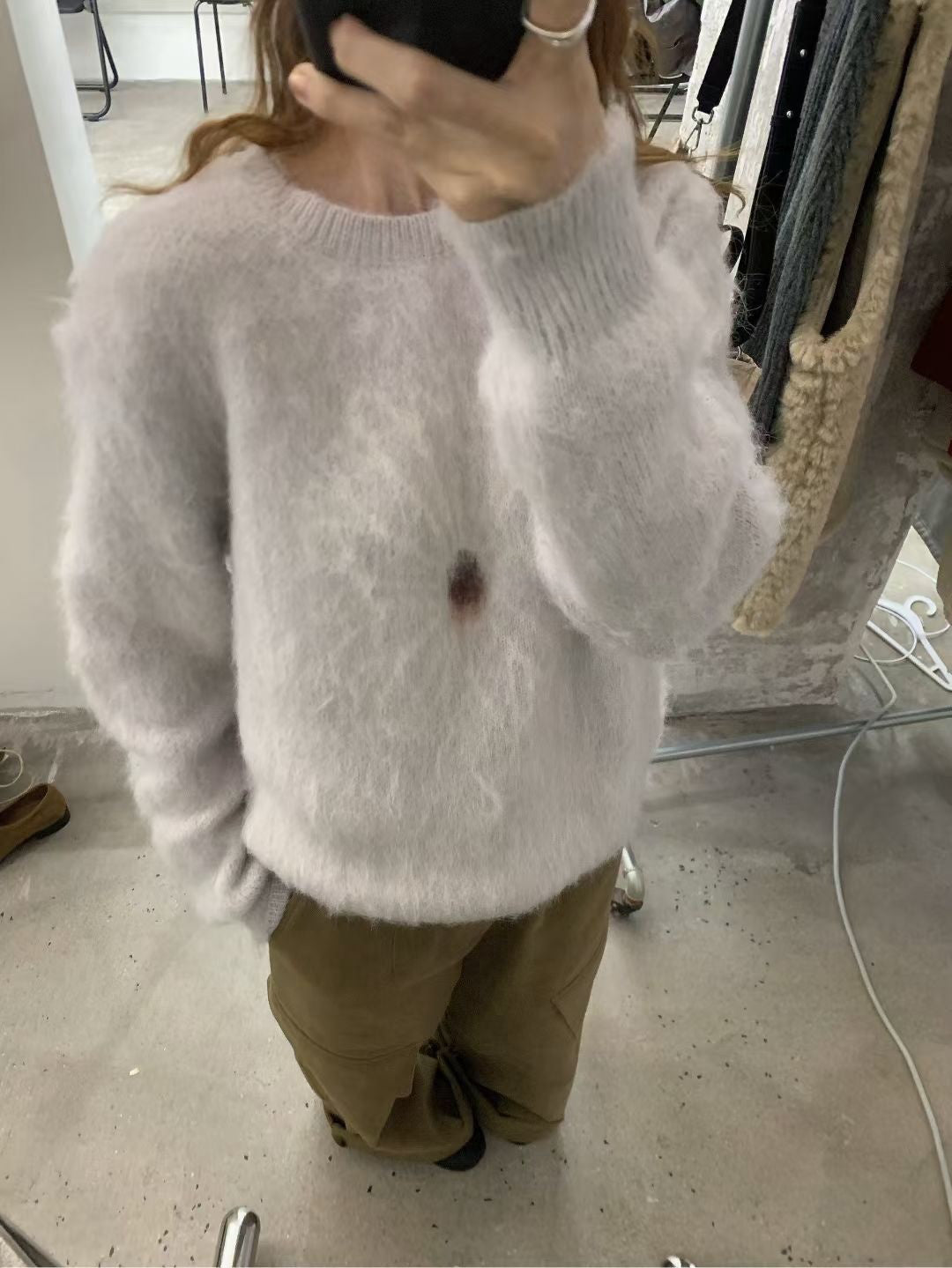 // 溫柔毛茸感雛菊拉絨毛衣