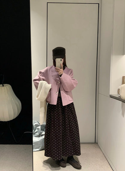 // 福利款！100%羊毛圓領簡約手工外套