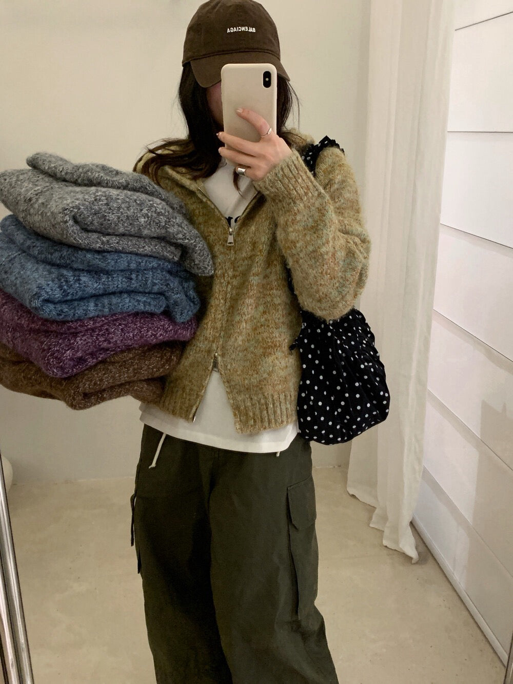 // 8%wool花線上下拉鍊連帽CD