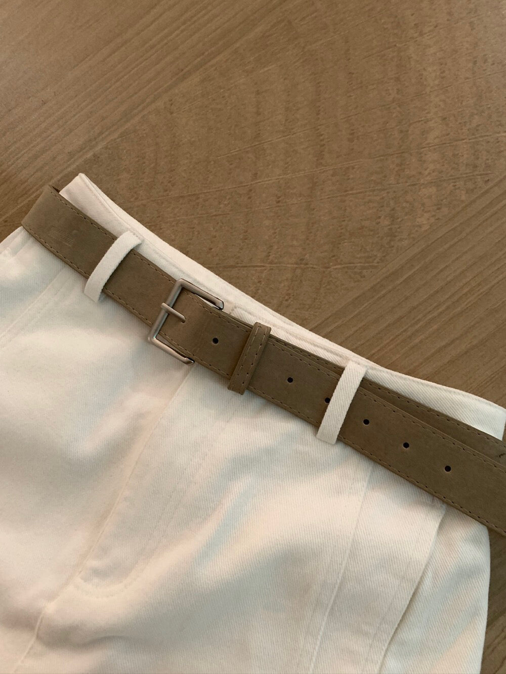 // 大熱鬆弛感加絨彎刀褲(連腰帶)