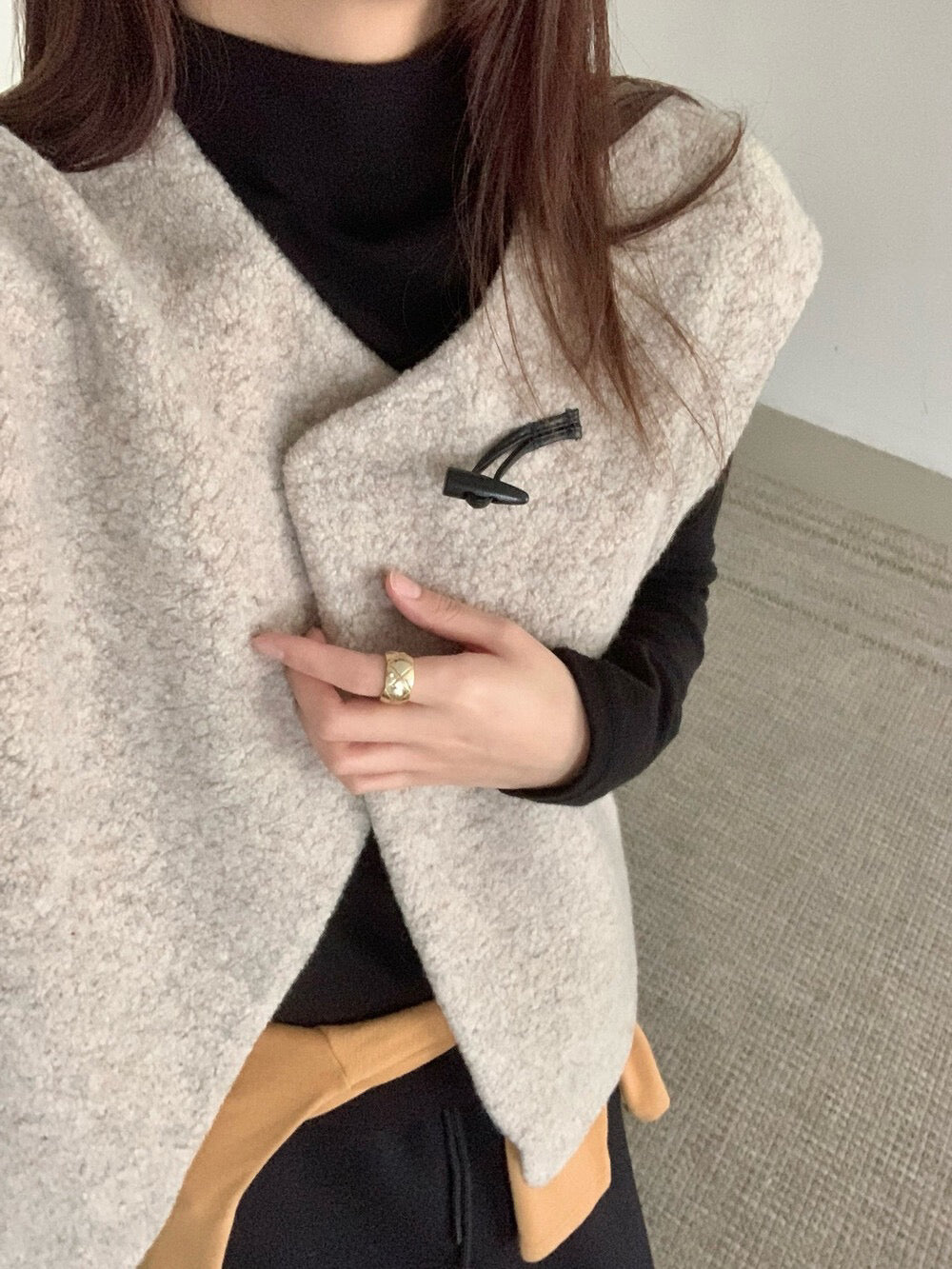 // 60%綿羊毛單鈕扣馬甲背心