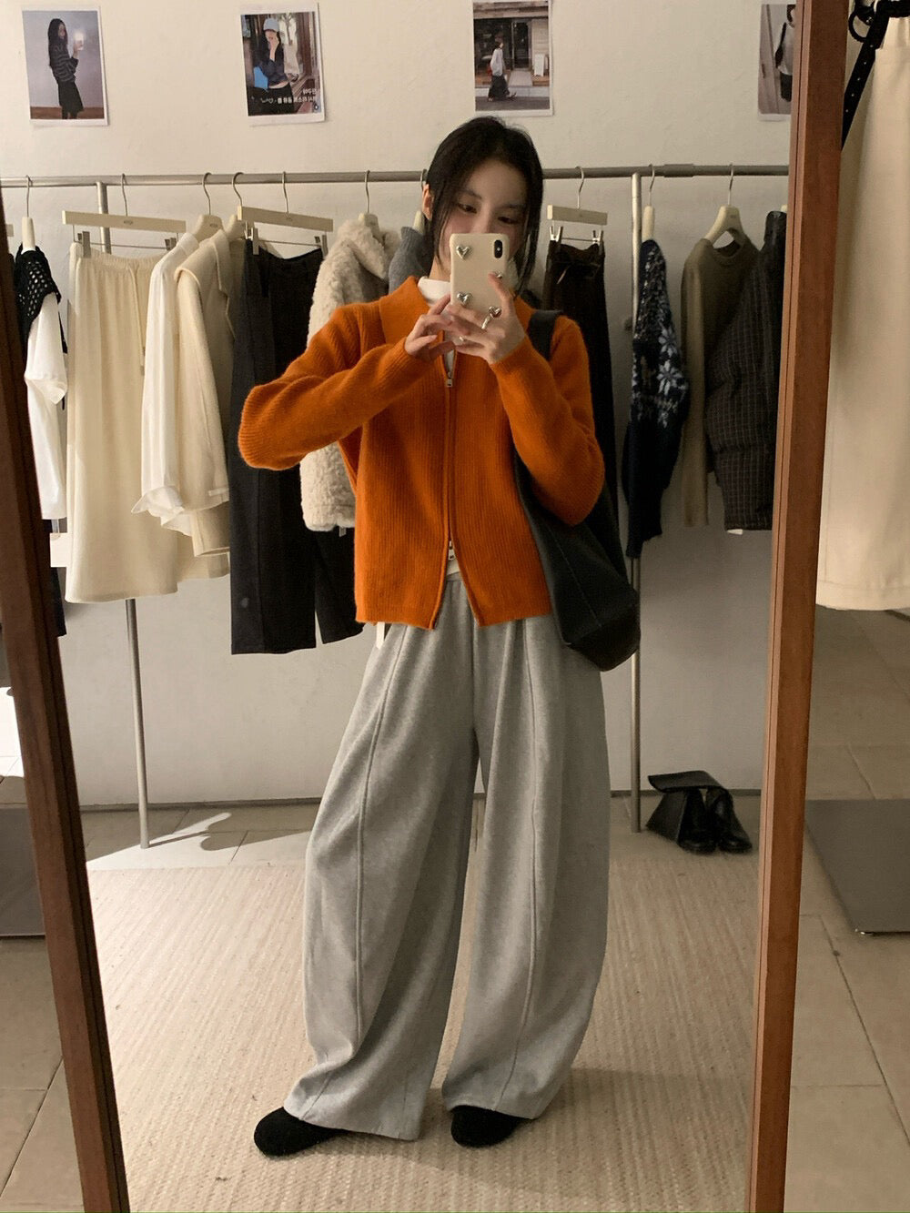 // 細直坑紋翻領上下拉鍊CD