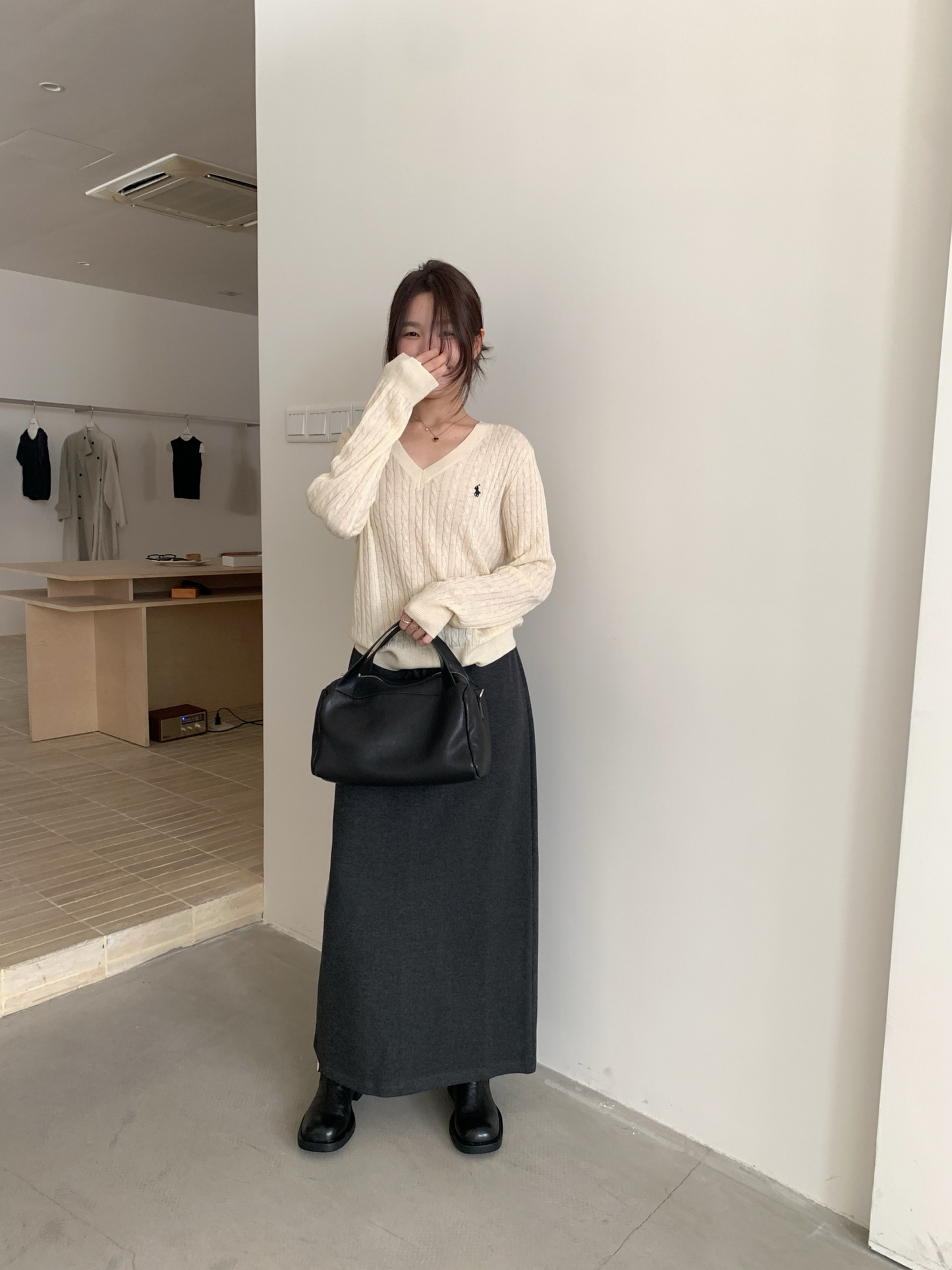 // 超舒服羊絨慵懶綁腰SK