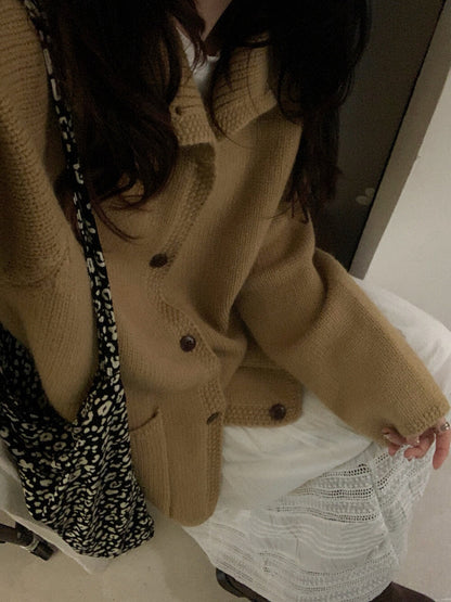 // 小半領口袋排扣中長CD