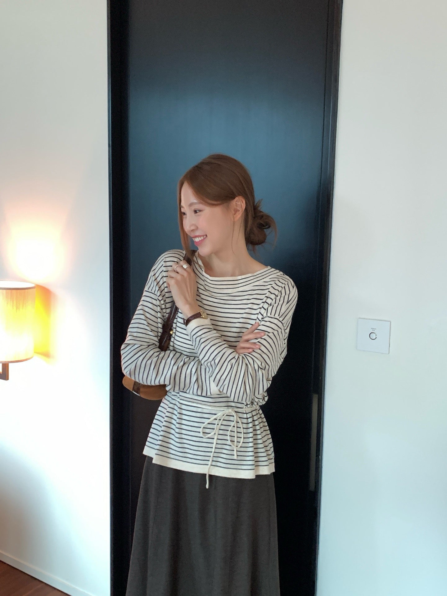 // 三種穿法8%wool親膚間條綁腰NT