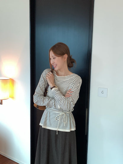 // 三種穿法8%wool親膚間條綁腰NT