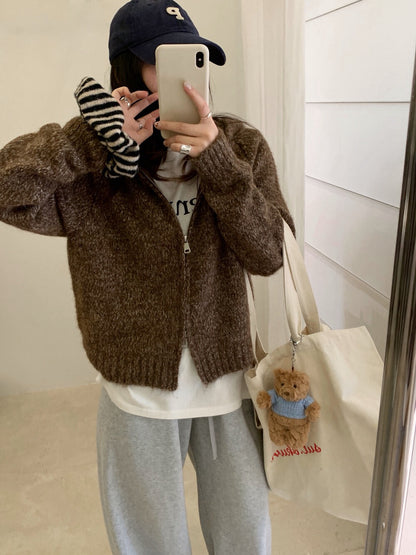 // 8%wool花線上下拉鍊連帽CD