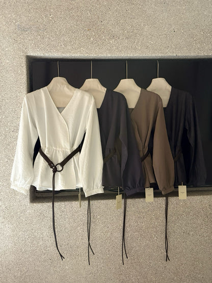 // 連腰帶法式氣質一件式BL