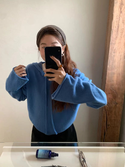 // 100%羊毛連帽卷邊毛衣