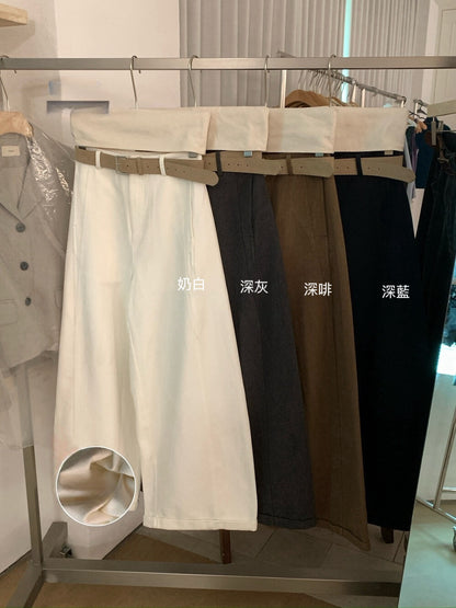 // 大熱鬆弛感加絨彎刀褲(連腰帶)