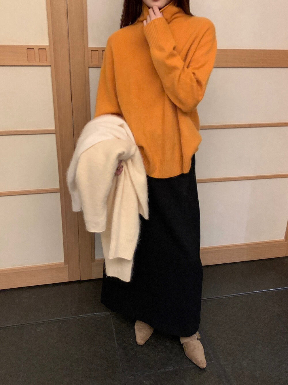 // 95%wool+5%cashmere拉絨工藝小高領針織NT