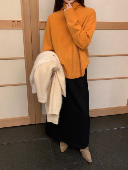 // 95%wool+5%cashmere拉絨工藝小高領針織NT