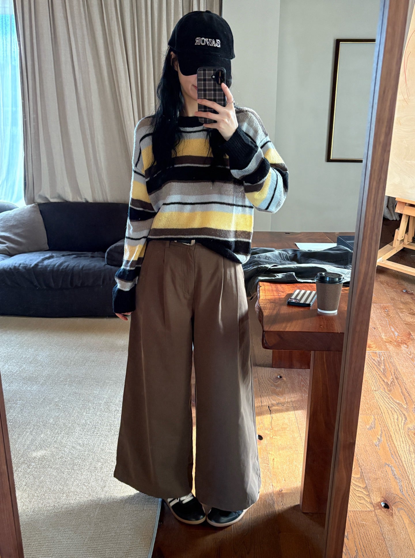 // 復古感撞色間條圓領10%羊毛NT