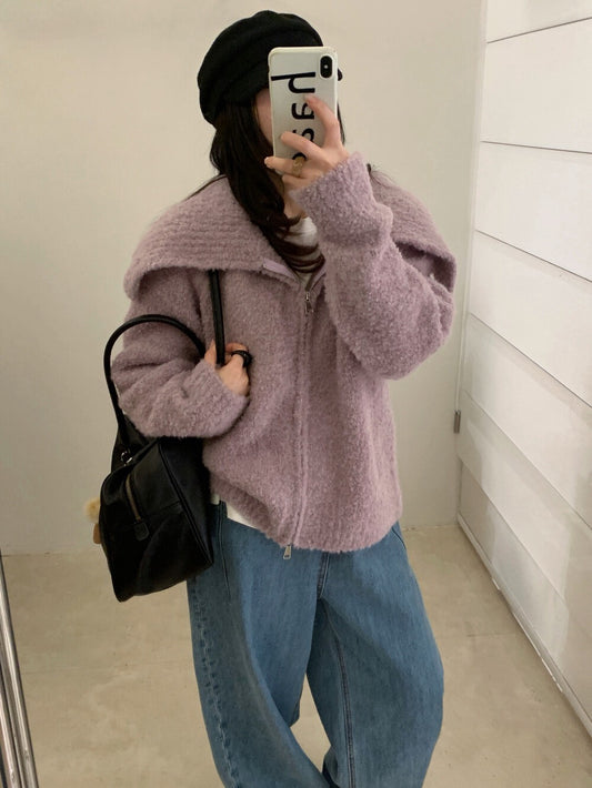 // 10%羊毛圈圈絨大翻領CD