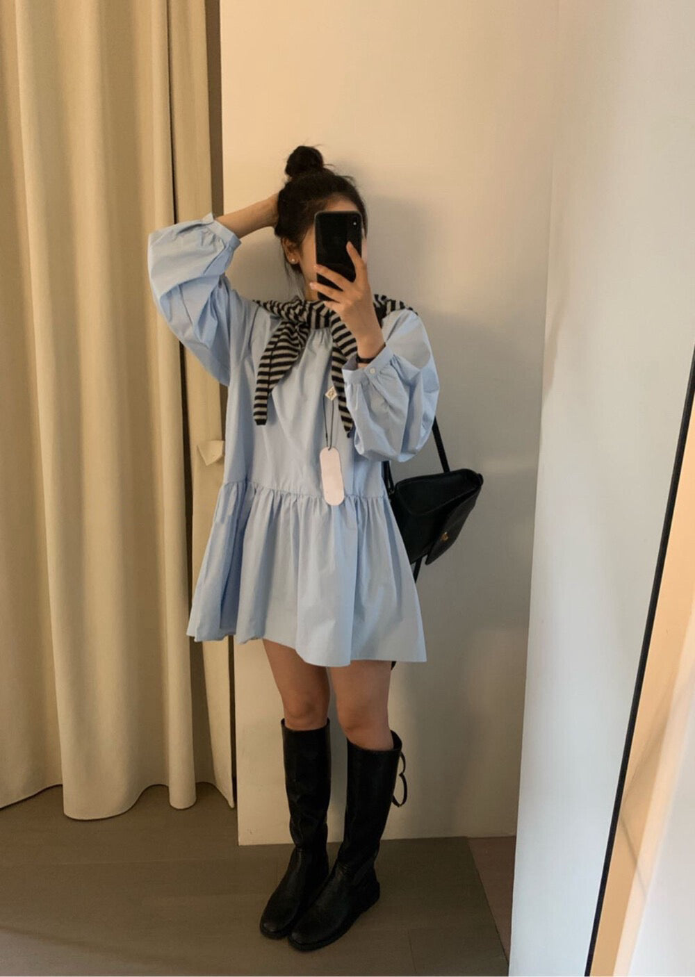 // 圓領落肩法式疊穿必入OPS