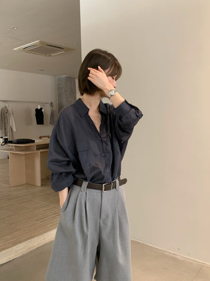 // 100%小v翻領口袋SH