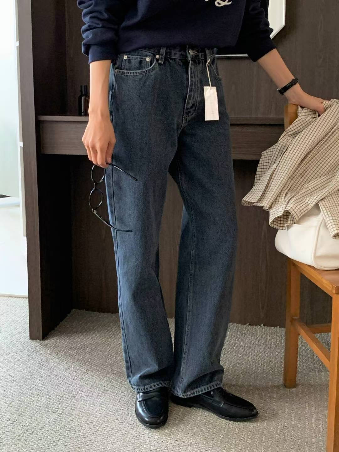 // 復古經典洗水色牛仔褲