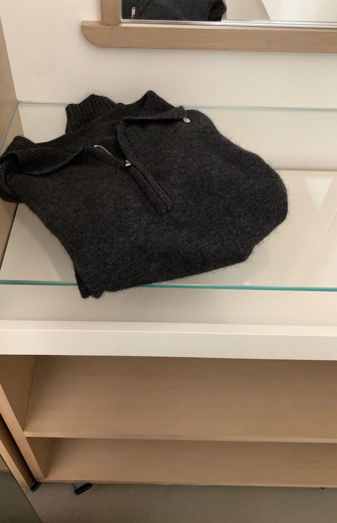 // raccoon+wool半拉鍊翻領高級感毛衣