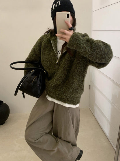 // 超軟糯圈圈羊毛連帽拉鍊CD