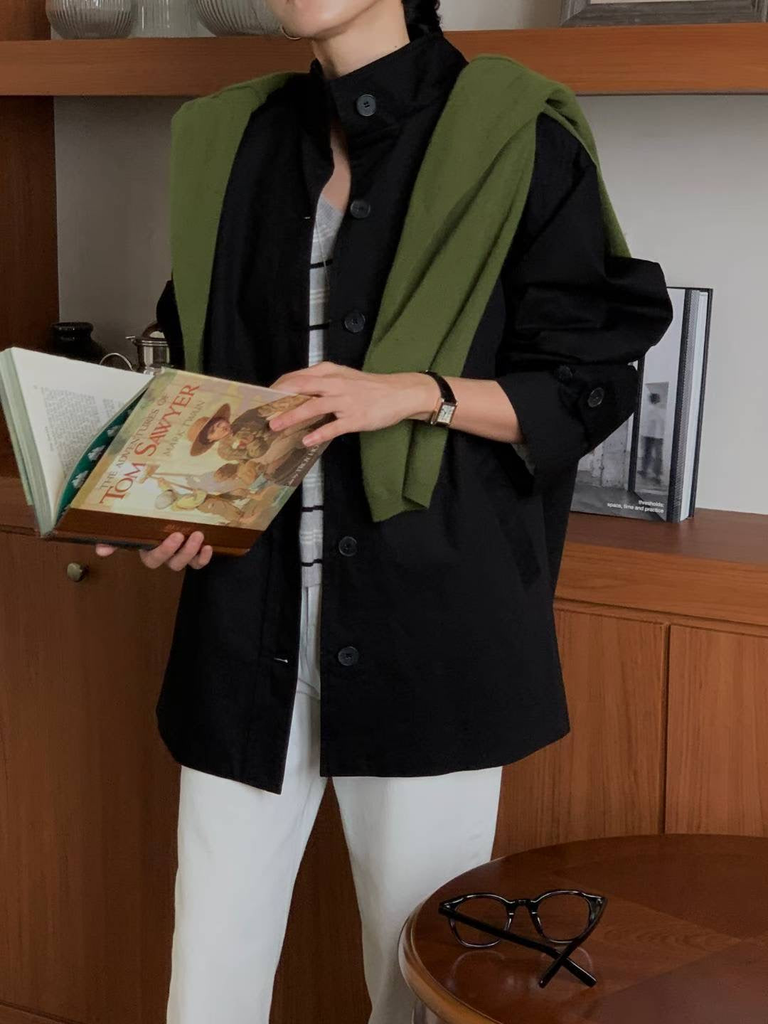 // 高品質立領中長trench coat