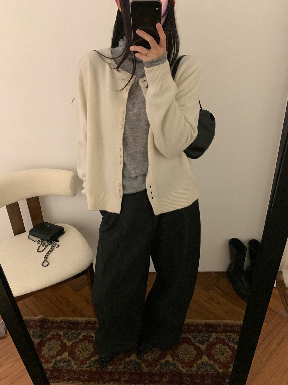 // 設計感特別鈕扣設計100%wool靚色CD