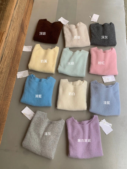B50 / 必入！顏色極美薄款羊毛拉絨短袖針織上衣(95%wool+5%cashmere)