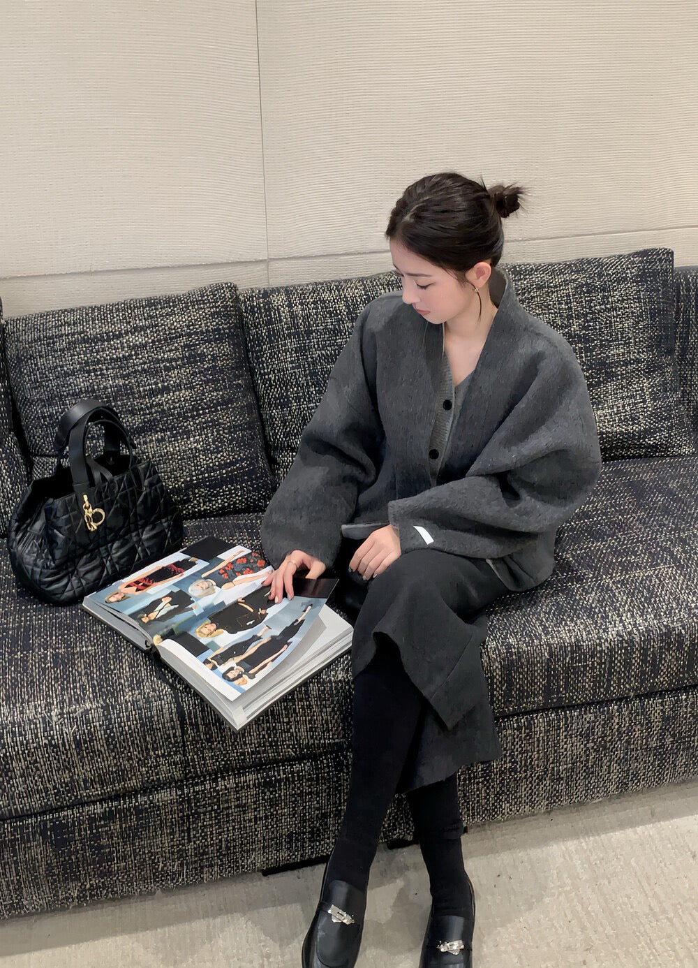 // 100%羊毛設計感假兩件手工外套